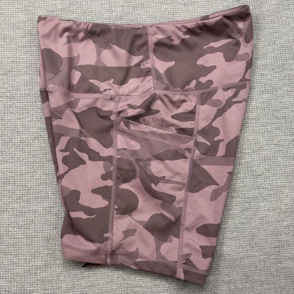 Yogalicious Lux Camo Print High-Waisted Biker Shorts Size Large Pink Athletic - Picture 3 of 11